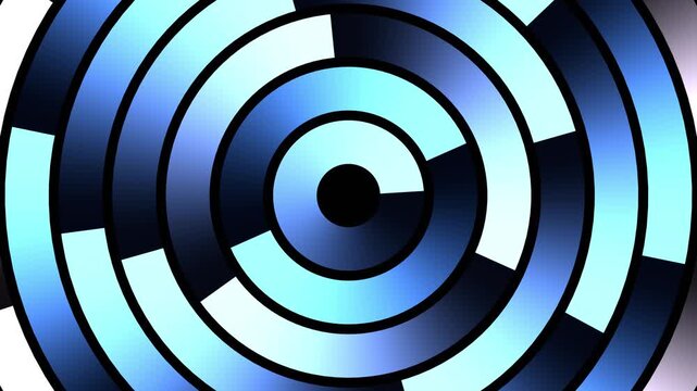 Background with rotating blue concentric rings, 4k computer seamless graphic animation.