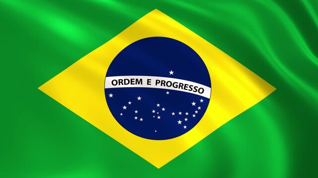 Brazil flag waving in the wind, Brazilian national flag background 4k animation