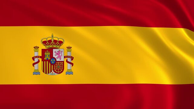 Spain flag waving in the wind, Spanish national flag background 4k animation.