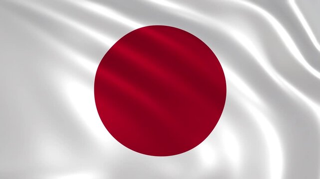 Japan flag waving in the wind, Japanese national flag background 4k animation.