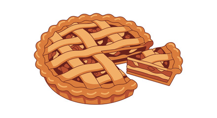 Obraz premium Delicious Apple Pie Vector Illustration with a Slice Removed