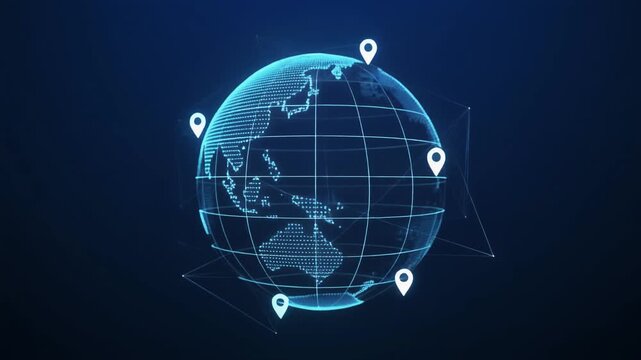 Global positioning system technology and location tracking with 3D digital globe and map pins
