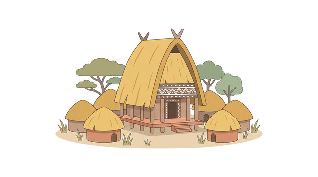 Sumba Uma Traditional House Architecture Flat Vector Illustration