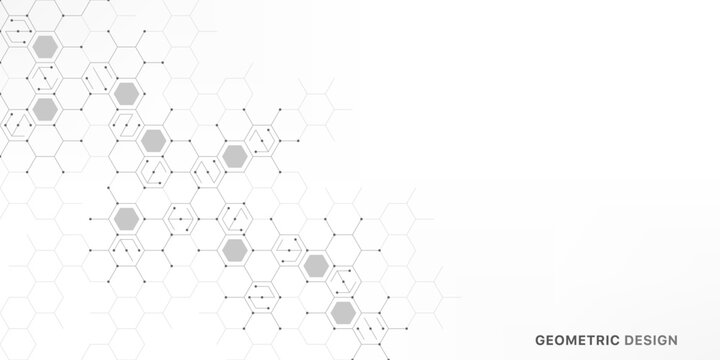 Graphic design element with abstract geometric background of simple hexagon pattern