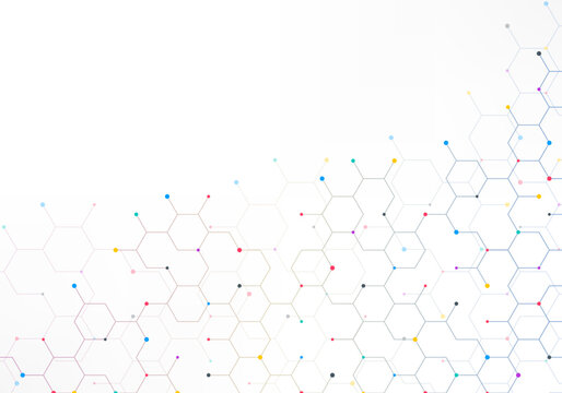 Graphic design element with abstract geometric background of simple hexagon pattern