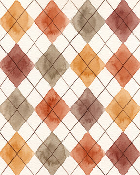 Autumn Watercolor Argyle Pattern