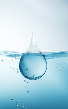 Water drop and water surface background, 3d rendering.