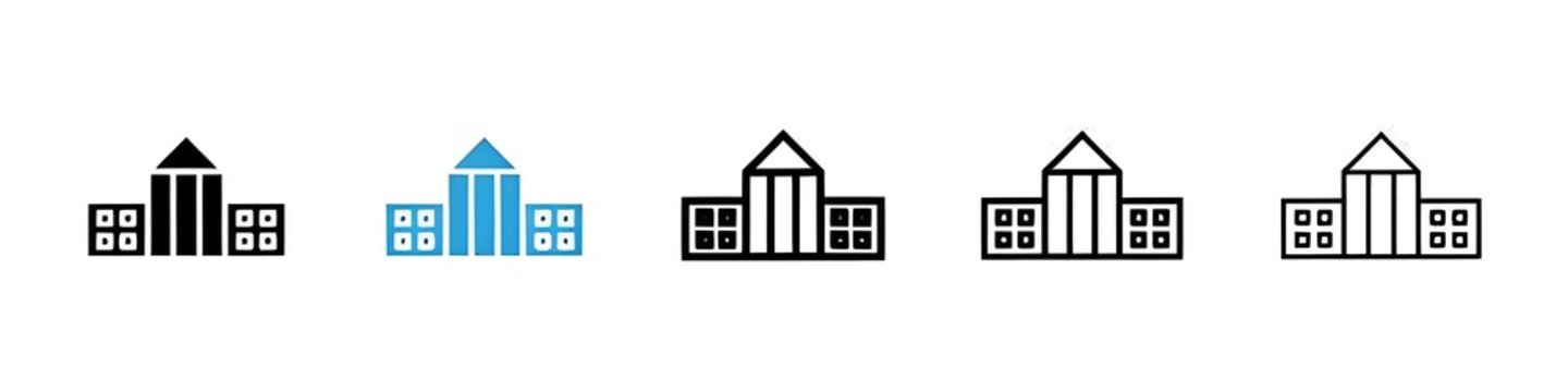 City hall icon collection set. Thin line customizable illustration. Contour symbol. Vector isolated outline drawing. Editable stroke