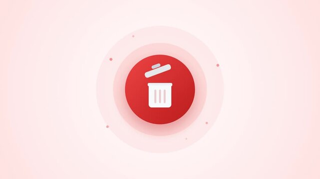 Digital trash can icon animation featuring a rhythmic opening and closing motion for software user interface design creative video footage