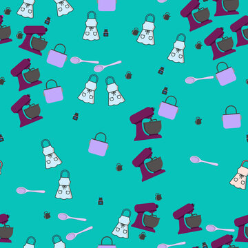 Baking Kitchen Utensils Seamless Pattern