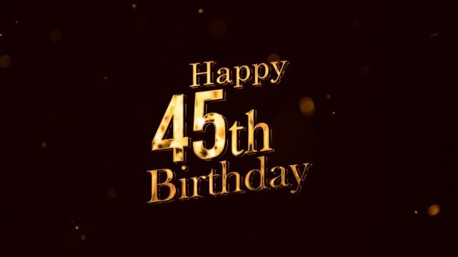 Gold 45th birthday greeting banner, gold fireworks greeting