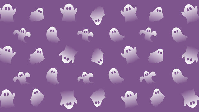 Cute white ghosts pattern on purple background for halloween seasonal background with spooky pattern ghost background halloween design seamless pattern seasonal graphic holiday wallpaper