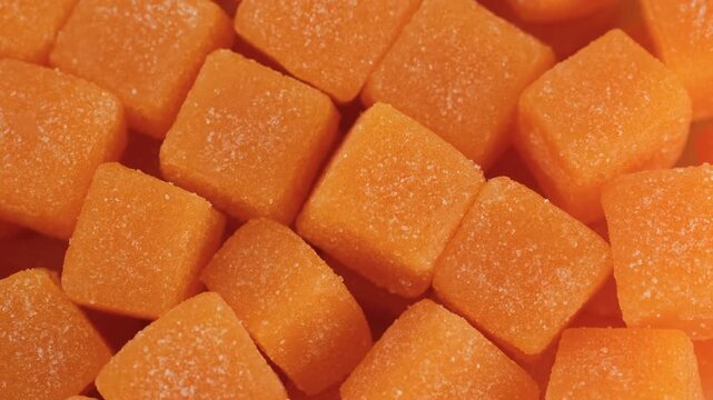 Help of Orange cubes creatine gummies close up, slider view