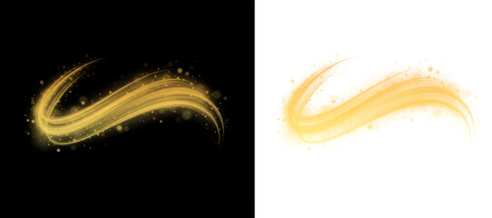 Golden light wave curve with glowing sparkles and magic dust effect © Design Haven
