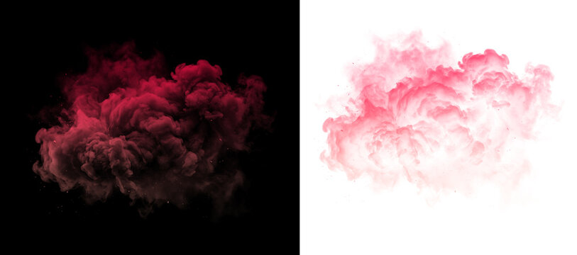 Red smoke cloud puff explosion dynamic energy formation effect