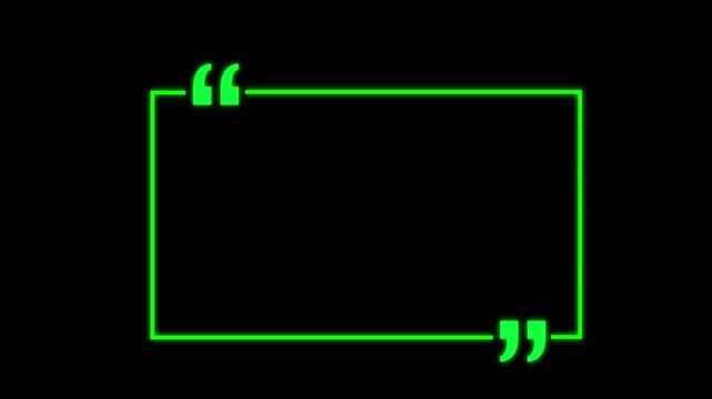 square quote box icon animation. Rectangular quote mark graphic animation. Animated black square quote frame design for textual quotation, paraphrasing.4k animation.