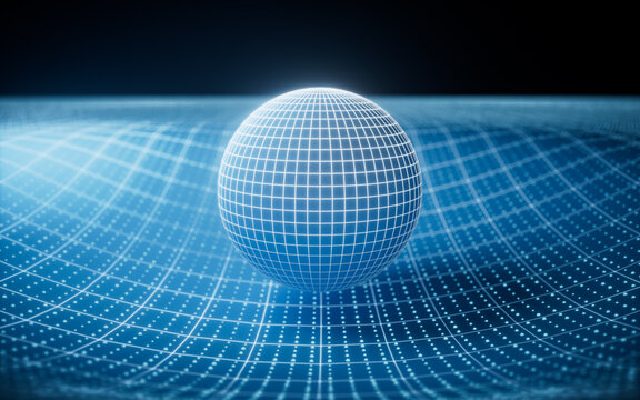 Blue technology grid and digital sphere background, 3d rendering.