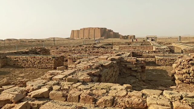 Ancient Sumerian Ruins of Ur with Ziggurat in Nasiriya, Iraq