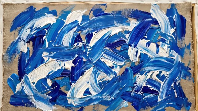 Abstract Blue Wave Abstraction with Dynamic Swirls.