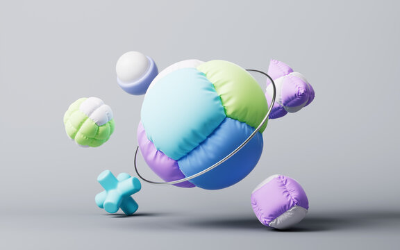 Inflatable soft balloon geometries, 3d rendering.