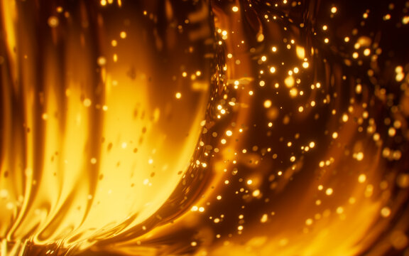 Inflatable soft balloon with glowing particles, 3d rendering.