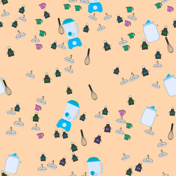 Kitchen and Baking Utensils Seamless Pattern