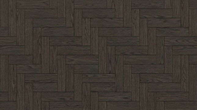 Dark brown wooden herringbone floor pattern featuring highly detailed oak planks with realistic natural grain textures arranged in a sophisticated geometric layout for modern interior design