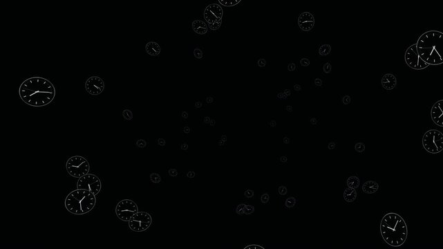 Glowing Analog Clocks Swirling in a Dark Time Vortex