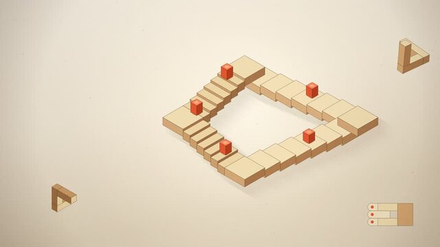 Impossible Staircase Optical Illusion Seamless Loop
