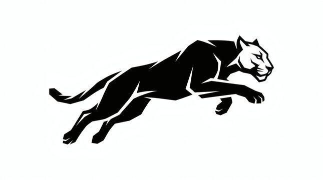 Silhouette of a Leaping Panther in Dynamic Motion