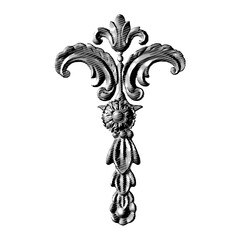Fleur de lis acanthus drop in black engraving © AlexMelas