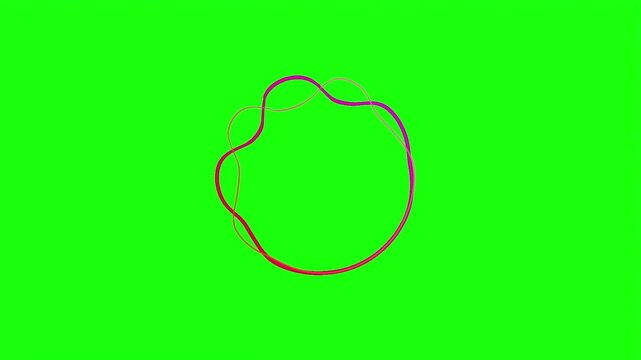 Pink wavy glowing circular ring or loop vector illustration isolated on green screen.   