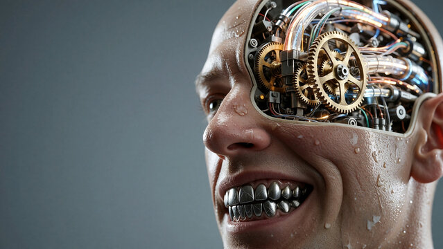 Human Mind Powered By Gears And Fiber Optics