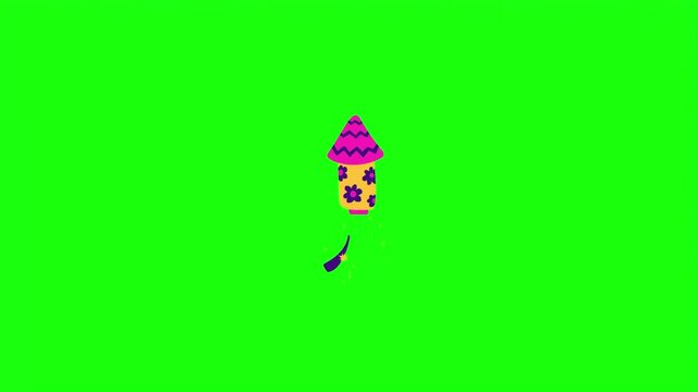 Firecracker rocket vector illustration celebration pyrotechnic item isolated on green screen.   