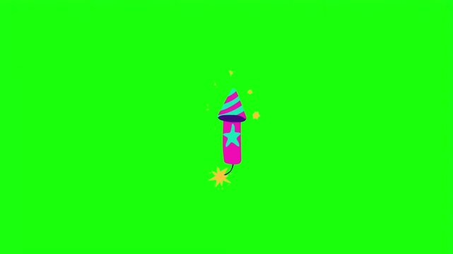 Firecracker rocket vector illustration celebration pyrotechnic item isolated on green screen.   