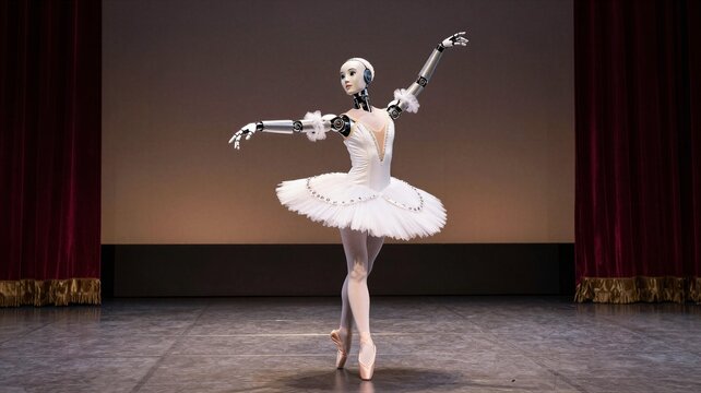 Robot Ballerina on Empty Stage