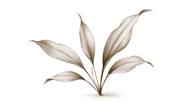 Aspidistra Elatior Cast Iron Plant Sepia Illustration Detail