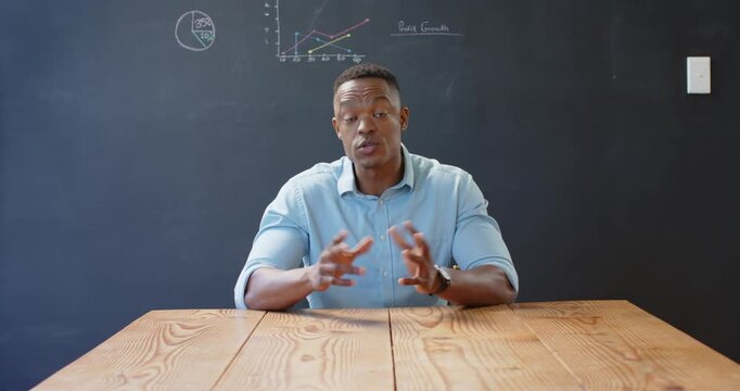 Close up of people talking to the camera, business professional explaining profit growth trends in f