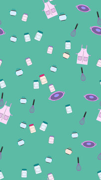 Kitchen Utensils and Aprons Pattern