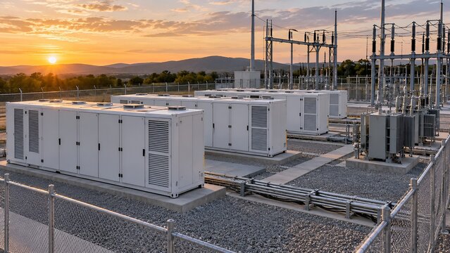 Utility Scale Battery Energy Storage Facility at Sunset