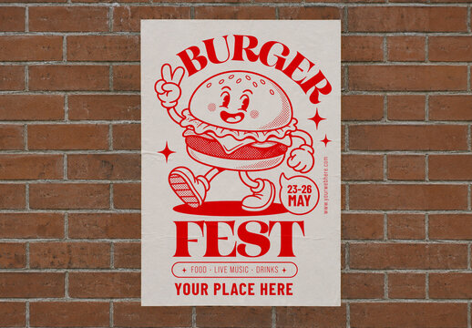 Retro Style Burguer Fest Poster and Flyer