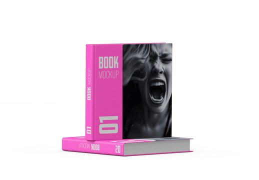 Square Book Mockup Display with Stacked Hardcover Books and Transparent Background PSD