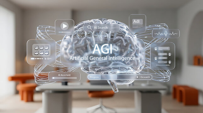 Artificial General Intelligence AGI Era Concept &ndash; Futuristic AI Technology and Digital Intelligence