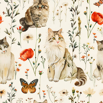 seamless pattern with cats