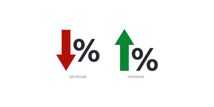 Percentage increase and decrease indicator icons for financial performance tracking.