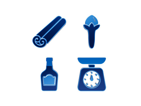 3D render of blue metallic baking and spice icons set.