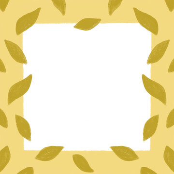 leaves frame hand drawn autumn frame leaf green yellow frame 