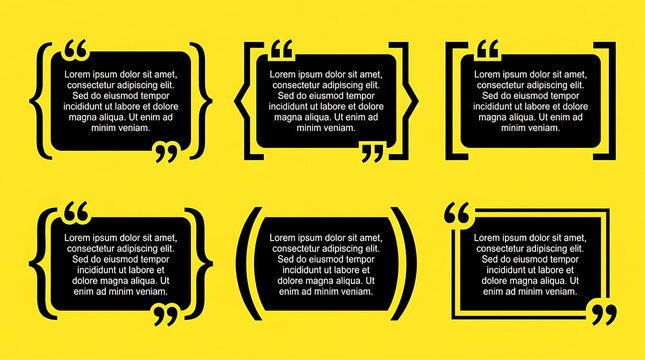Quote Box Frames Set for Text Templates Isolated on Yellow Background
