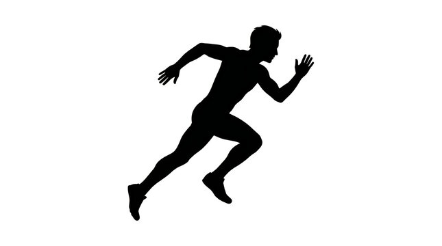 Black silhouette of a man running fast illustration