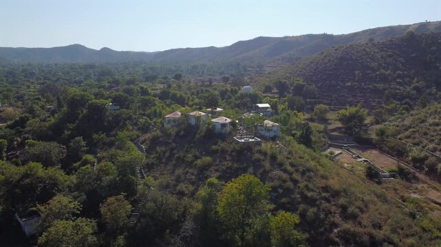 Aerial View of Taj Aravali Resort Aravalli Hills Udaipur Rajasthan India